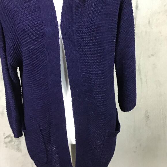 CENY Womens Cardigan Medium Blue Open Front Long Sleeve Pockets Acrylic Nylon - Picture 16 of 16